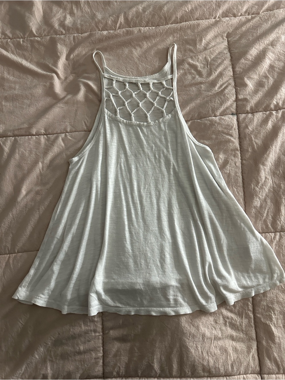 Aeropostale White Macrame Tank Top